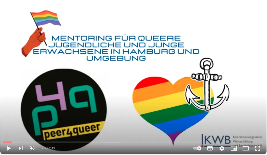 Video auf Youtube: Peer4Queer – Mentoring für queere Jugendliche und junge Erwachsene in Hamburg und Umgebung